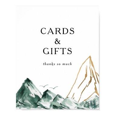 Green and Gold Mountain  and Gifts Sign