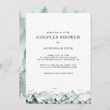 Green and Gold Mountain Couples Shower Invitations