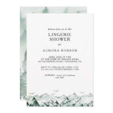 Green and Gold Mountain Lingerie Shower Invitations