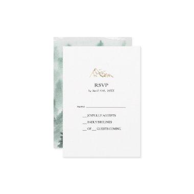 Green and Gold Mountain RSVP Card