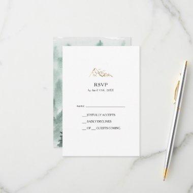 Green and Gold Mountain RSVP Card