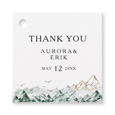 Green and Gold Mountain Thank You Favor Tags