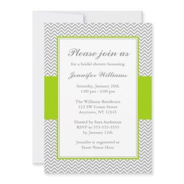 Green and Gray Chevron Bridal Shower Invitations