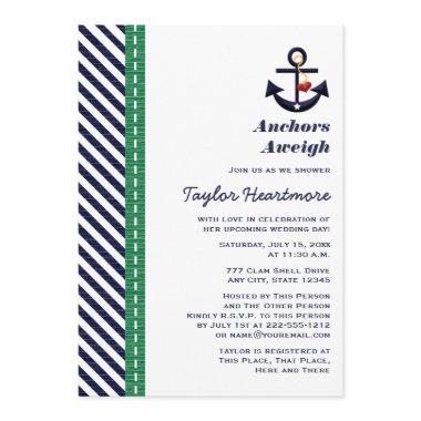 Green and Navy Blue Anchor  Invites