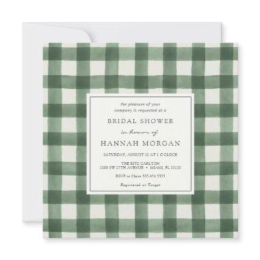 Green and White Buffalo Plaid Bridal Shower Invitations