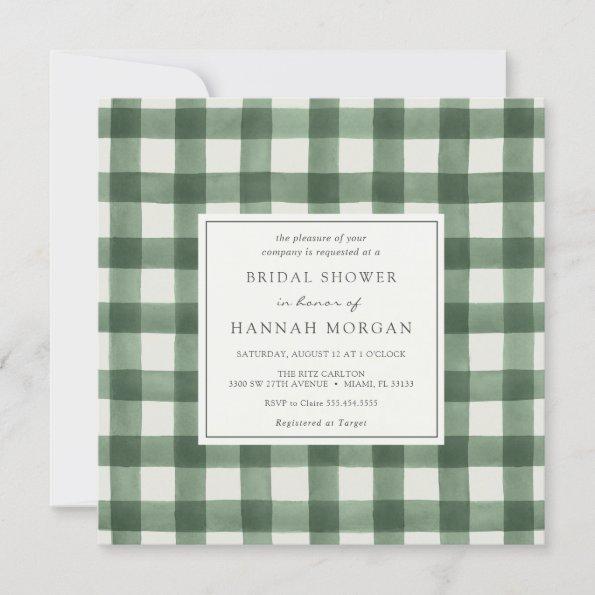 Green and White Buffalo Plaid Bridal Shower Invitations