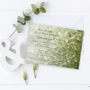 Green Annabelle Hydrangea Floral Bridal Shower Invitations