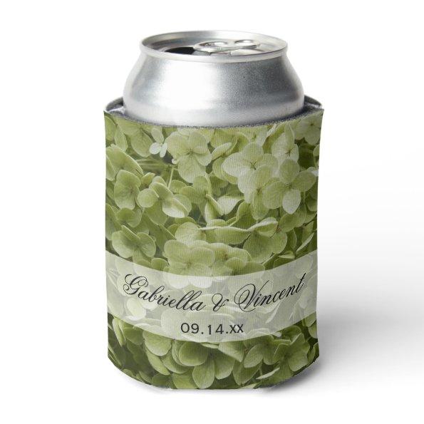Green Annabelle Hydrangea Floral Wedding Favors Can Cooler