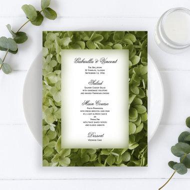 Green Annabelle Hydrangea Floral Wedding Menu