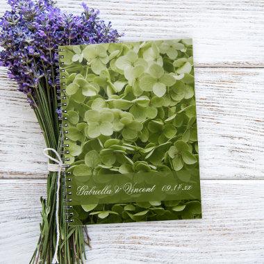 Green Annabelle Hydrangea Floral Wedding Notebook