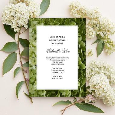 Green Annabelle Hydrangea Flower Bridal Shower Invitations