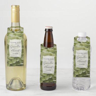 Green Annabelle Hydrangea Flowers Wedding Bottle Hanger Tag
