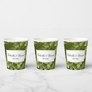 Green Annabelle Hydrangeas Wedding Paper Cups