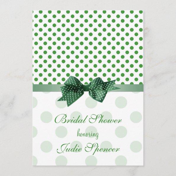 Green apple white polka dot Bridal shower Invite