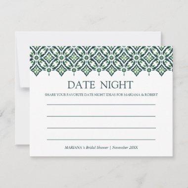 Green Azulejo Spanish Tile Shower Date Night Advice Card
