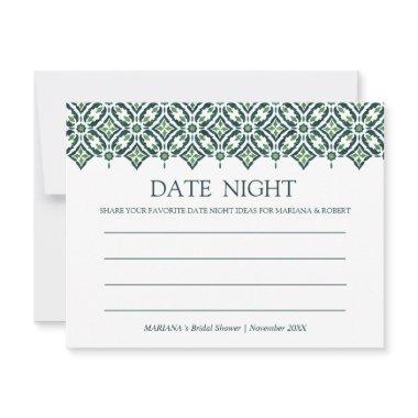 Green Azulejo Spanish Tile Shower Date Night Advice Card