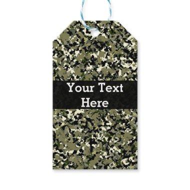 Green Black Cream Camouflage Pattern Favor Gift Tags