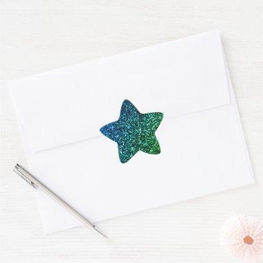 Green Blue Ombre Glitter Sparkle Sparkly Pattern Star Sticker