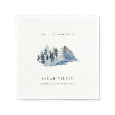 Green Blue Pine Woods Mountain Bridal Shower Napkins