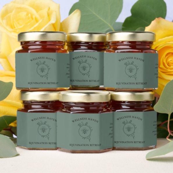 Green Botanical | Personalized Event Keepsake Honey Jar Favors