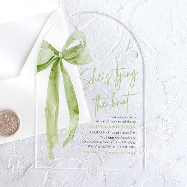 Green Bow She's Tying the Knot Arch  Acrylic