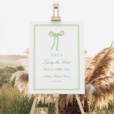 Green Bow Tying The Knot  Welcome Foam Board