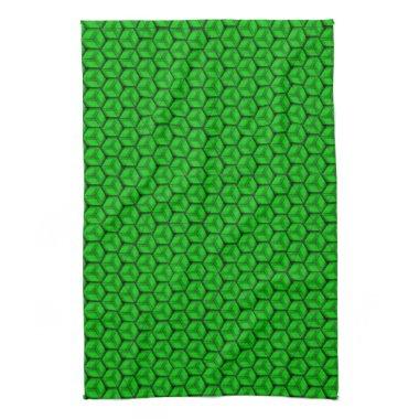 Green Boxes Geometric Hexagon Pattern Tea Towel