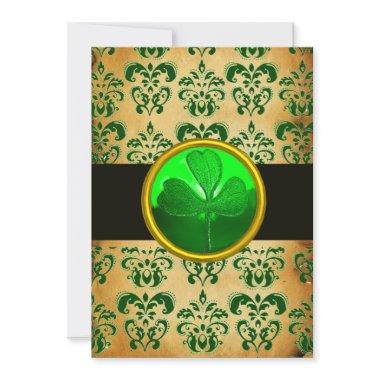 GREEN BROWN DAMASK PARCHMENT WITH SHAMROCK Black