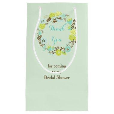 Green & Brown Floral Wreath Bridal Show Thank You Small Gift Bag