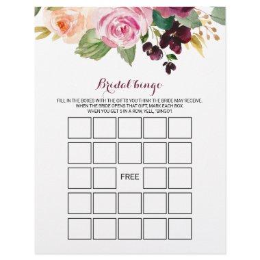 Green Burgundy Bridal Bingo, Bridal Shower Game