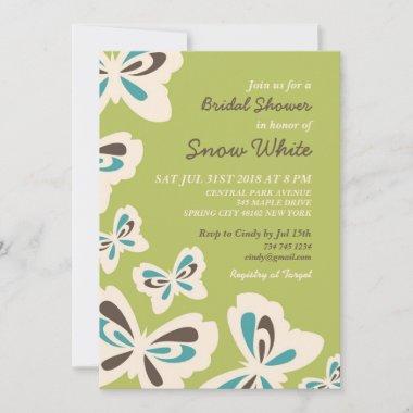Green Butterfly Bridal Shower Wedding Invitations