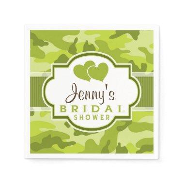 Green Camo, Camouflage Bridal Shower Paper Napkins