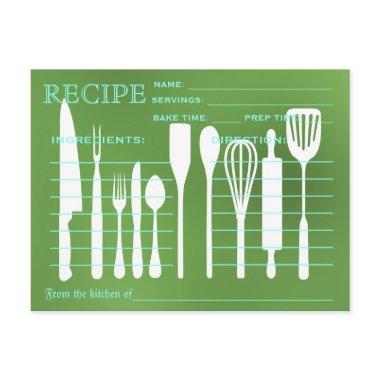 Green Chalkboard Retro Recipe Invitations Kitchen Tools