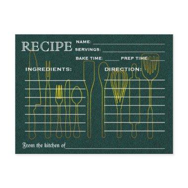 Green Chalkboard Retro Recipe Invitations Kitchen Tools