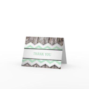 Green Chevron & Wood Rustic Thank You