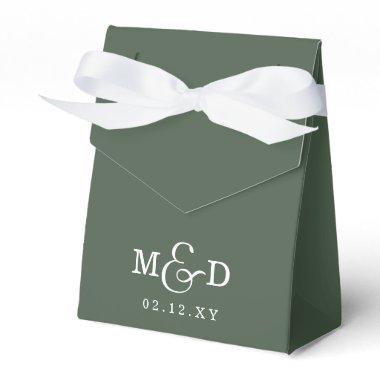 Green Classic Modern Monogram Wedding Favor Boxes