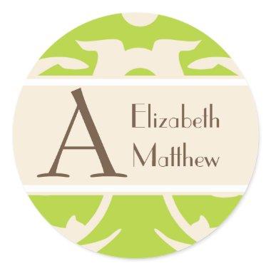 Green Cream Customize Last and First Name Sticker