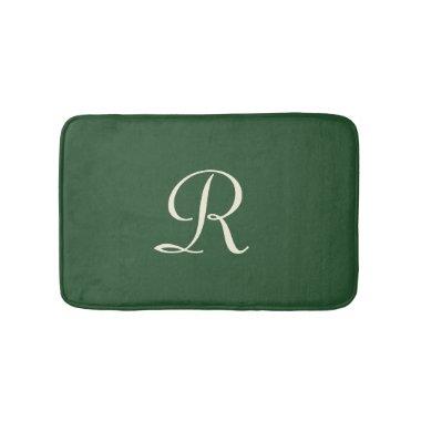 Green & Cream Monogrammed Plush Bath Mat