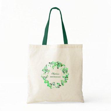 Green Crest Custom Name Weddings Bridesmaid Gift Tote Bag