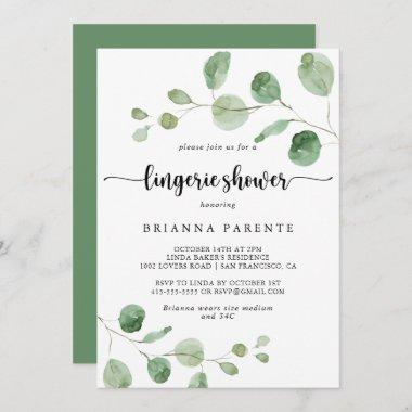 Green Delight Eucalyptus Bridal Lingerie Shower  Invitations