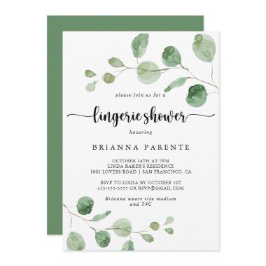 Green Delight Eucalyptus Bridal Lingerie Shower  Invitations