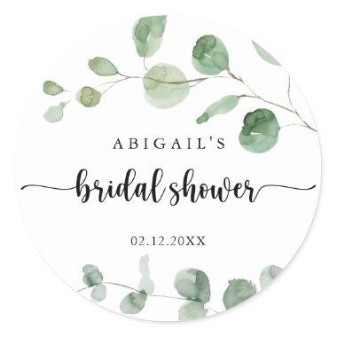 Green Delight Eucalyptus Bridal Shower Favor Classic Round Sticker