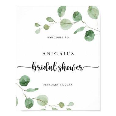 Green Delight Eucalyptus Bridal Shower Welcome  Poster