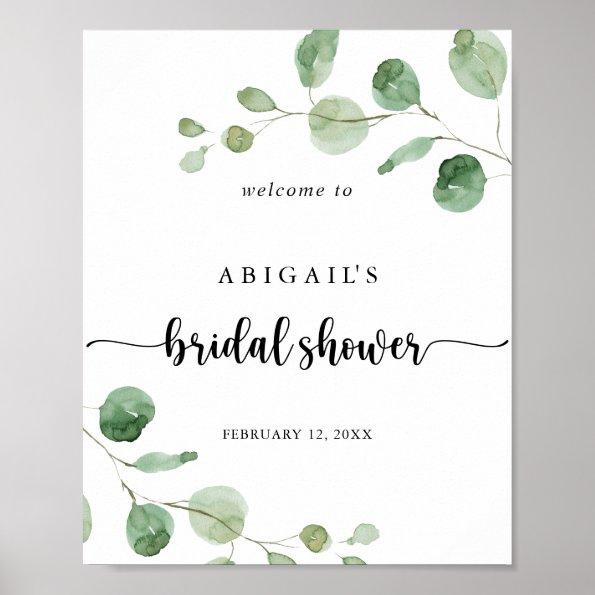 Green Delight Eucalyptus Bridal Shower Welcome  Poster