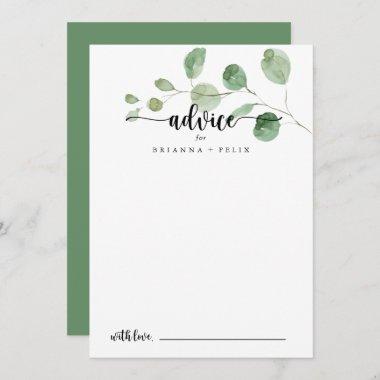 Green Delight Eucalyptus Calligraphy Wedding  Advice Card