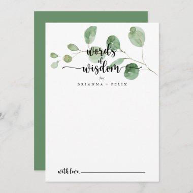 Green Delight Eucalyptus Wedding Words of Wisdom   Advice Card