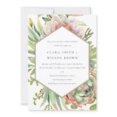 GREEN DESERT SUCCULENT CACTI FOLIAGE COUPLE SHOWER
