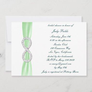 Green Diamond Infinity Bridal Shower Invitations