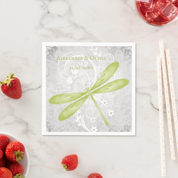 Green Dragonfly Bridal Shower Napkin