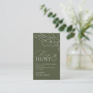 Green elegant floral ring hunt bridal shower game enclosure Invitations